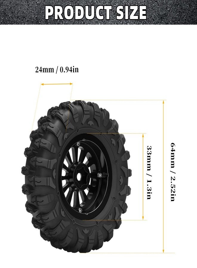 مجموعة عجلات وإطارات دايتوكو 1.3 بيدلوك مقاس 1.3 بوصة لسيارات التحكم عن بعد 1/18 و1/24 TRX4M SCX24 (4 قطع) - أسود - Image 4